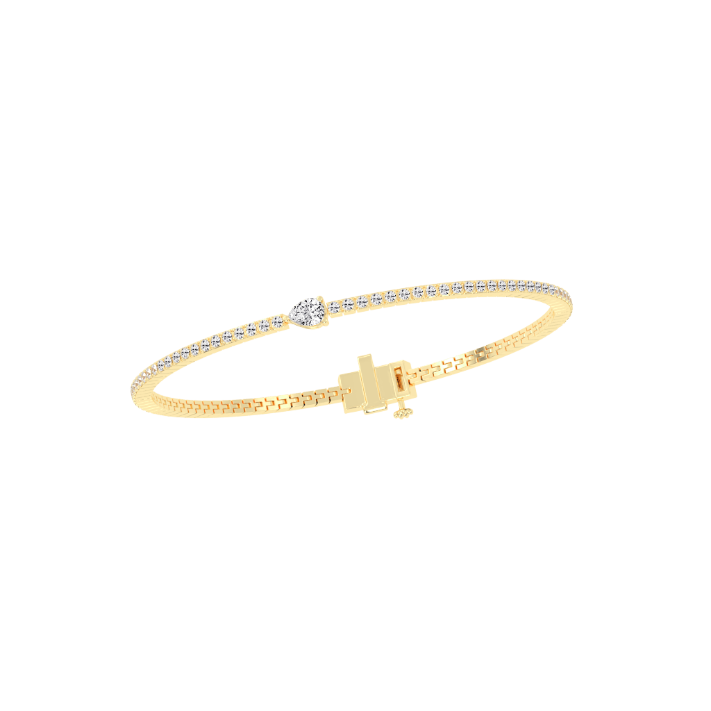 Pear and Round Cut Lab Grown Diamond Tennis Bracelet