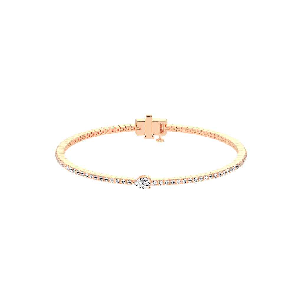 Pear and Round Cut Lab Grown Diamond Tennis Bracelet