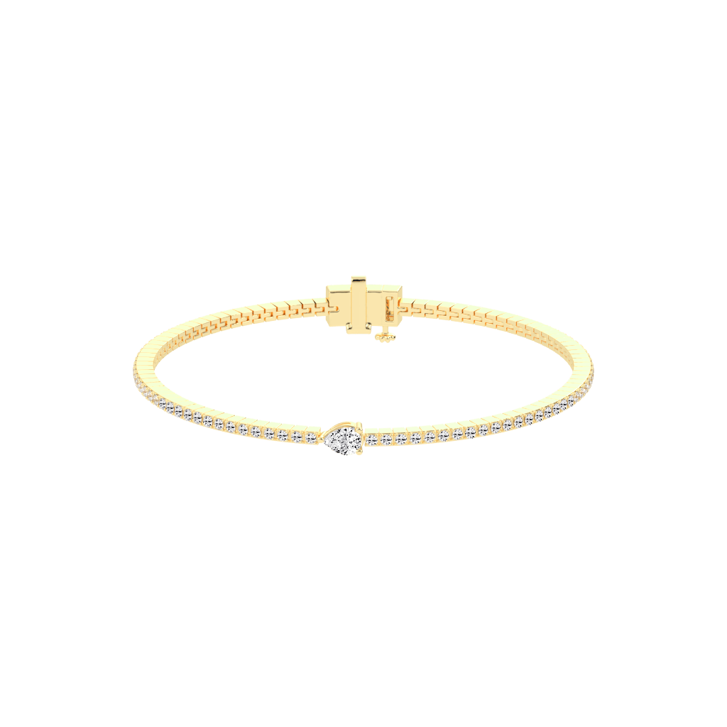 Pear and Round Cut Lab Grown Diamond Tennis Bracelet