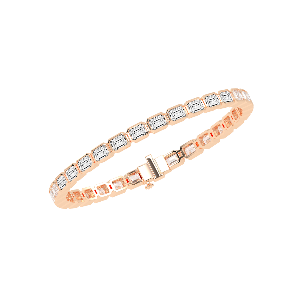 Emerald Cut Lab Grown Diamond Tennis Bracelet