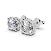 Four Prong Round Diamond Studs (14K White Gold, 1 CT Total Weight)