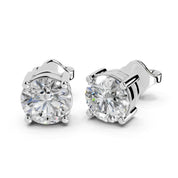 Four Prong Round Diamond Studs (14K White Gold, 1 CT Total Weight)