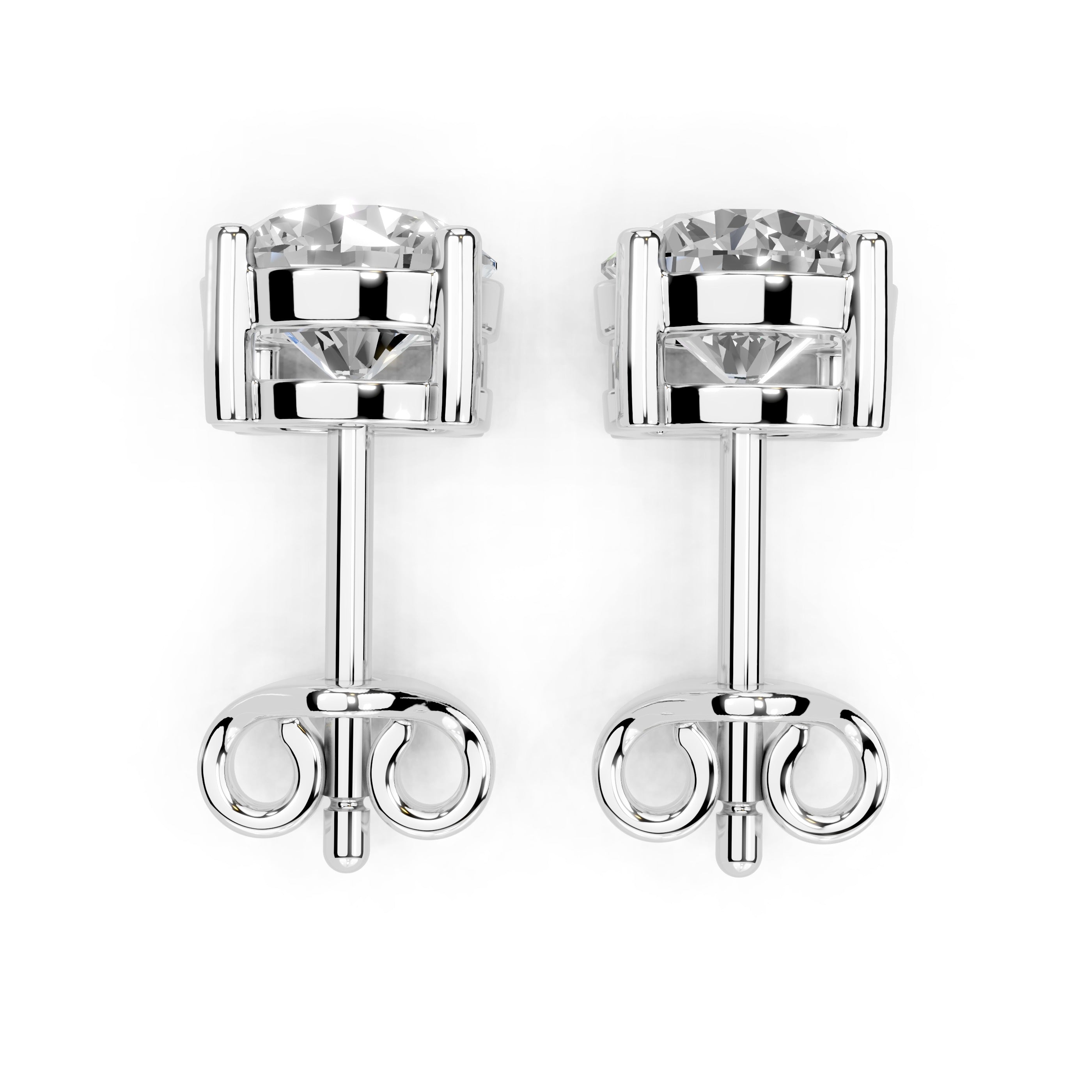 Four Prong Round Diamond Studs (14K White Gold, 1 CT Total Weight)