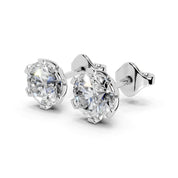 Six Prong Round Diamond Studs - Aria (14K White Gold, 1 CT Total Weight)