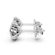 Six Prong Round Diamond Studs - Aria (14K White Gold, 1 CT Total Weight)