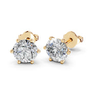 Six Prong Round Diamond Studs - Nova (14K Yellow Gold, 1 CT Total Weight)