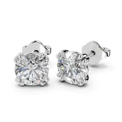 Four Twin Prong Round Diamond Studs (14K White Gold, 1 CT Total Weight)