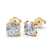 Four Twin Prong Round Diamond Studs (14K Yellow Gold, 1 CT Total Weight)