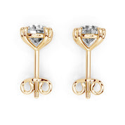 Four Twin Prong Round Diamond Studs (14K Yellow Gold, 1 CT Total Weight)