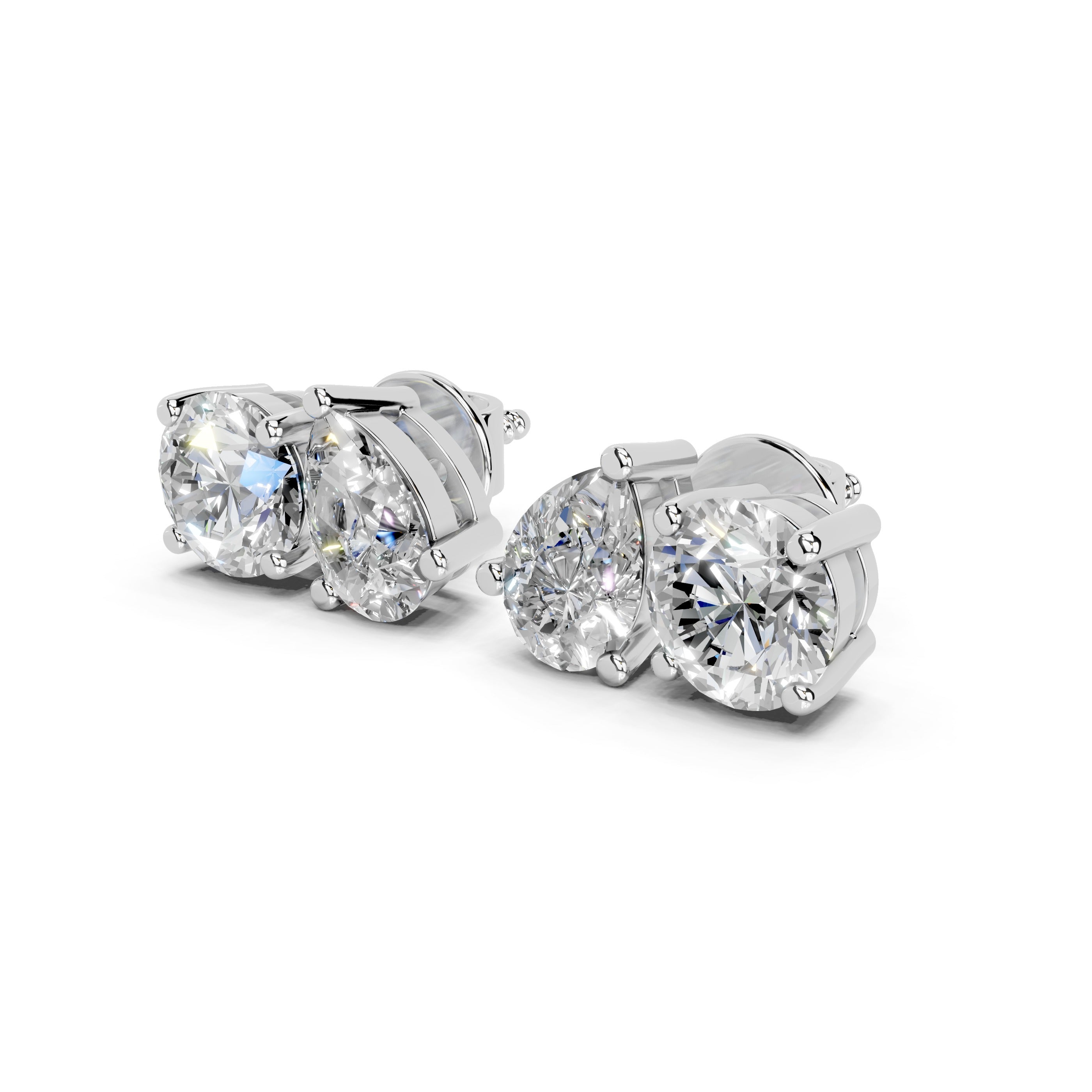 Two Stone Round and Pear cut 1.6 Cttw Lab Grown Diamond Studs