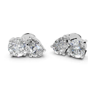 Two Stone Round and Pear cut 1.6 Cttw Lab Grown Diamond Studs