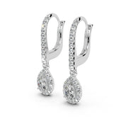 Dangle Earring Teardrop Halo 0.83 Cttw Lab Grown Diamond Earrings