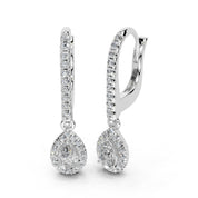 Dangle Earring Teardrop Halo 0.83 Cttw Lab Grown Diamond Earrings