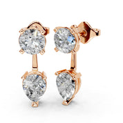 Two Stone Pear and Round 3.5 Cttw Lab Grown Diamond Earrings