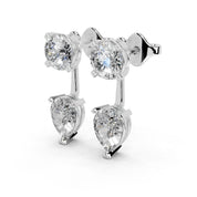 Two Stone Pear and Round 3.5 Cttw Lab Grown Diamond Earrings