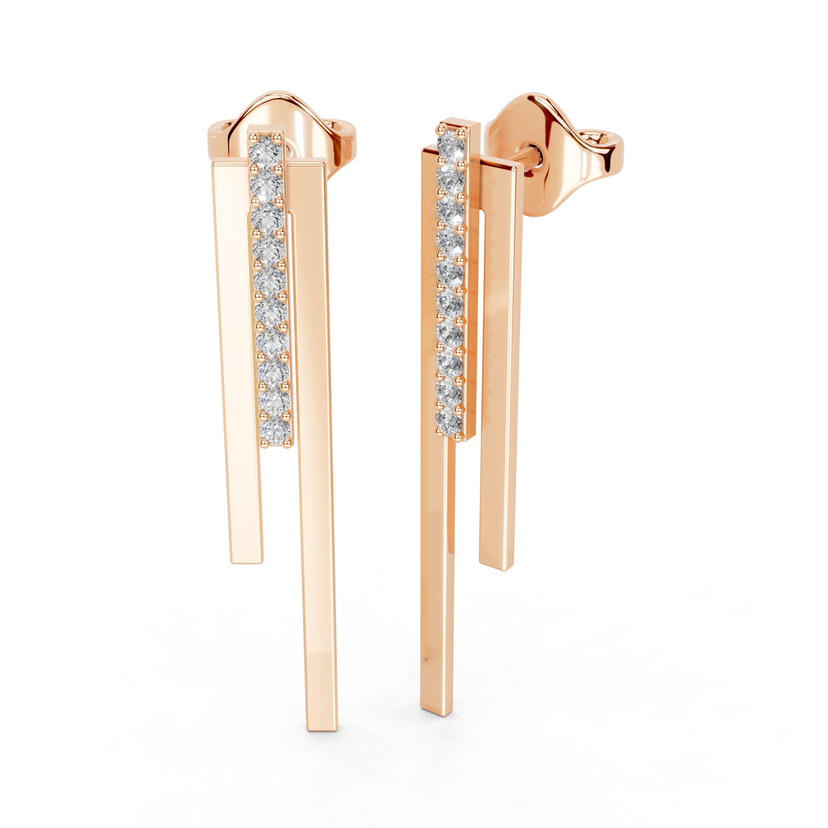 Long bar 0.2 cttw lab grown diamond earrings