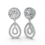 Fancy Teardrop Halo 2.56 Cttw Lab Grown Diamond Earrings