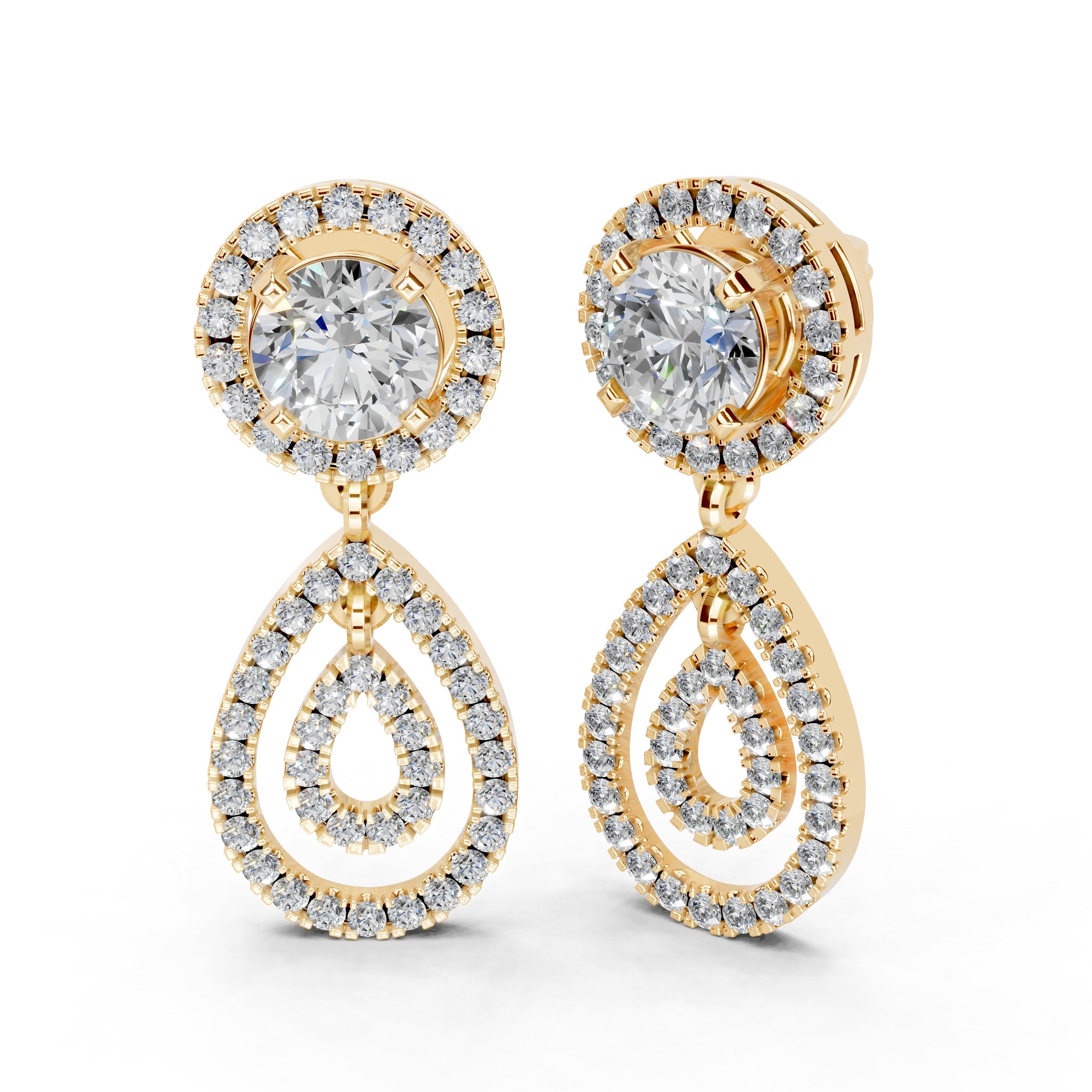 Fancy Teardrop Halo 2.56 Cttw Lab Grown Diamond Earrings