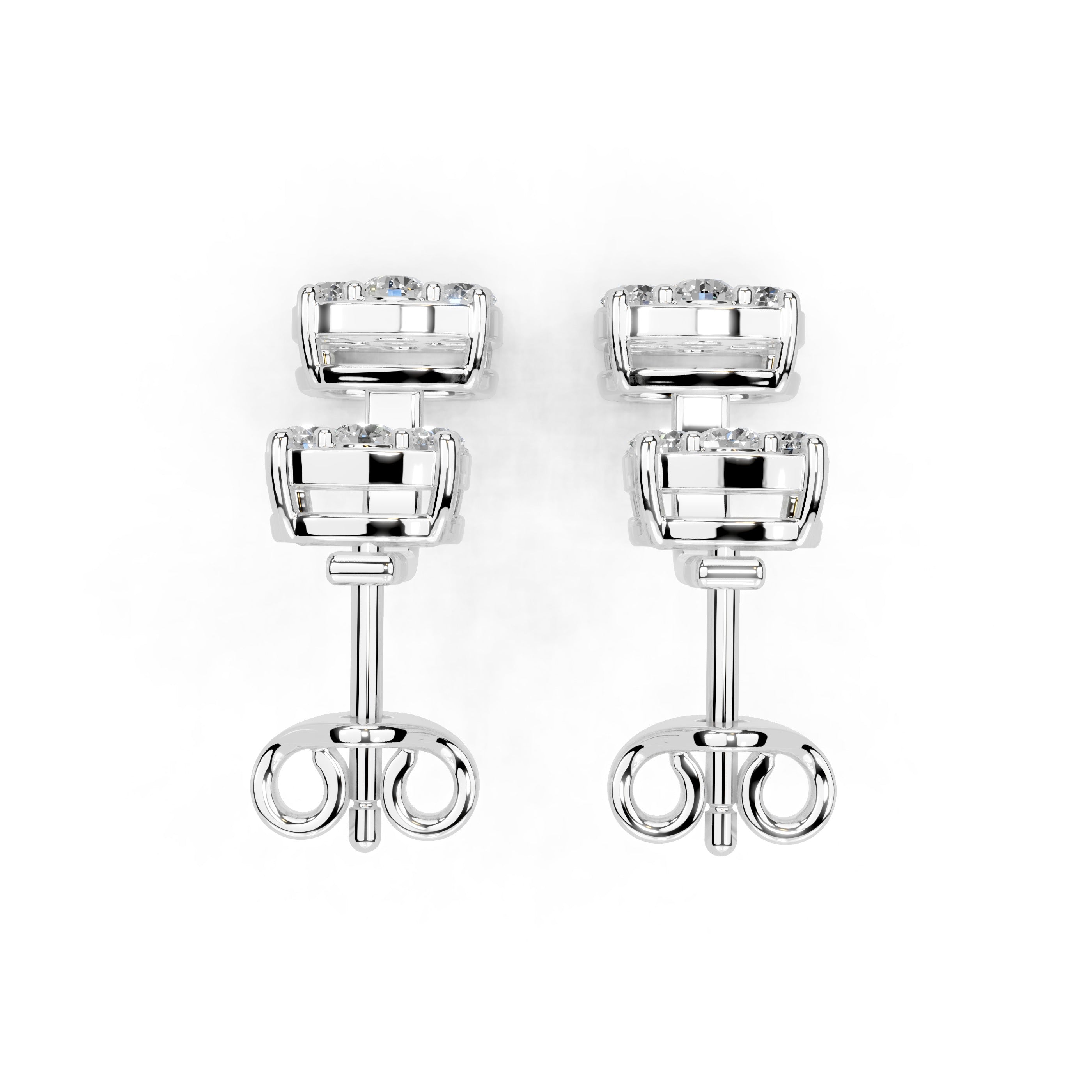 Double Cluster Round Cut 1.48 Cttw Lab Grown Diamond Earrings