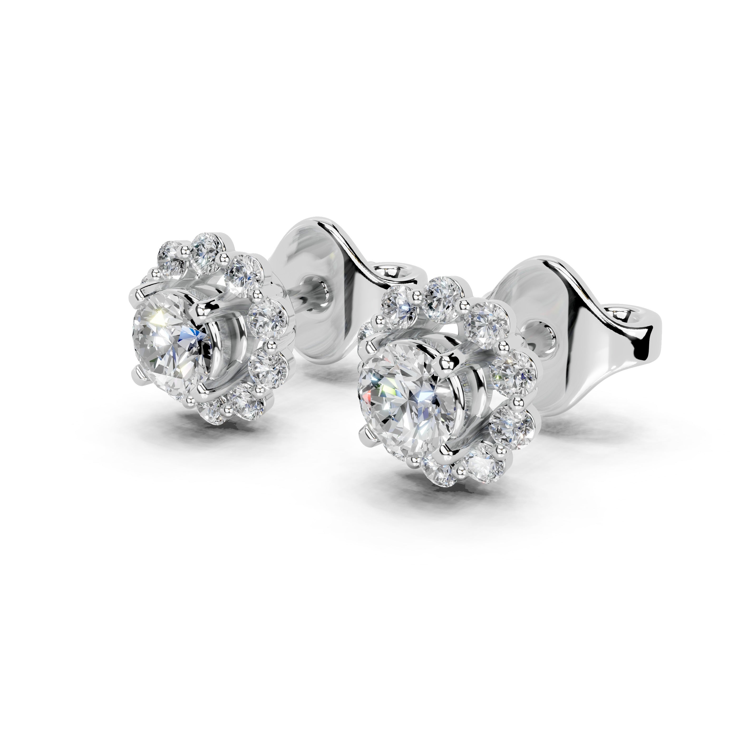 Halo round cut 1.3 cttw lab grown diamond studs