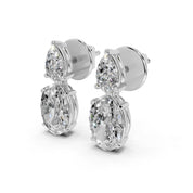 Two stone pear and oval 3.9 cttw lab grown diamond earrings