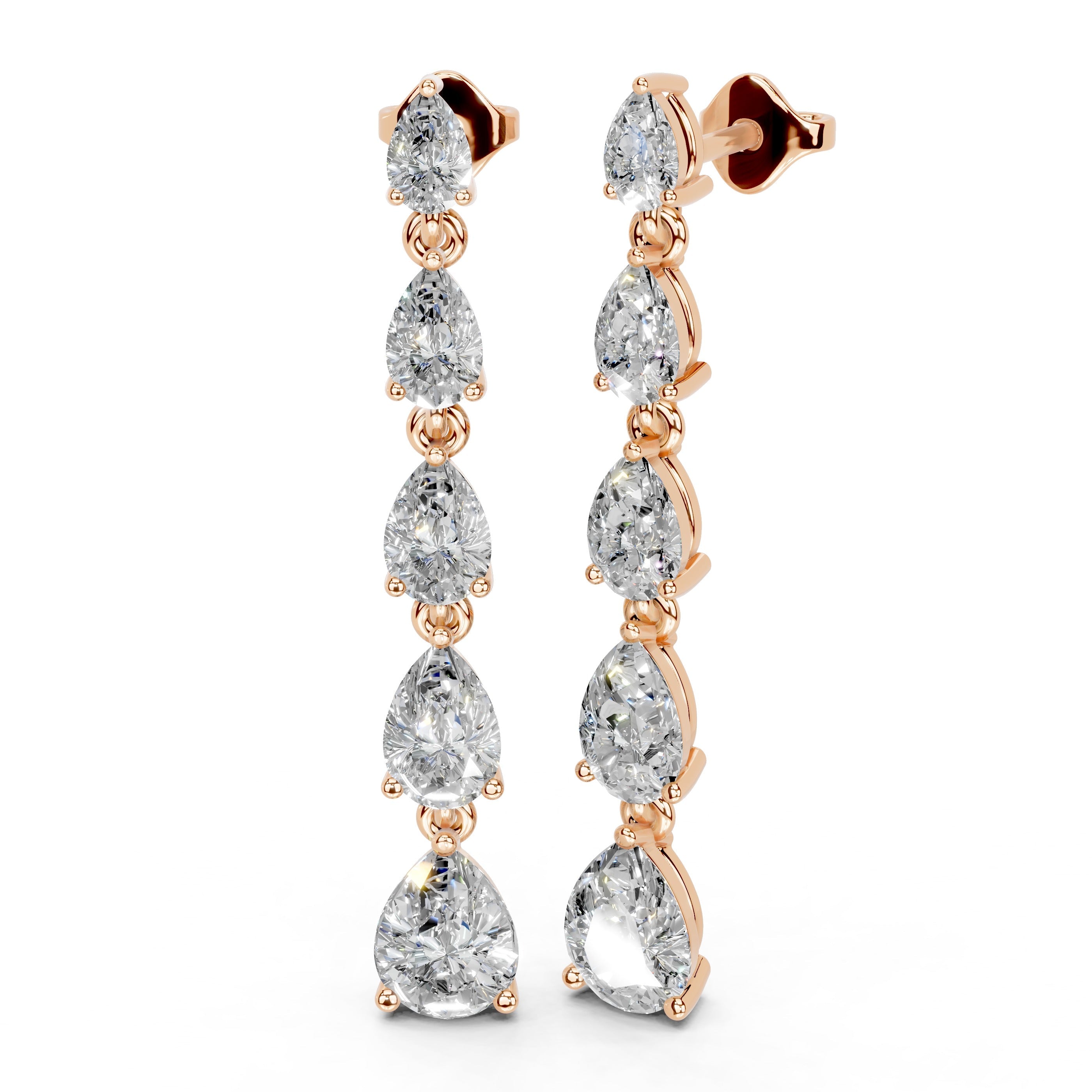 Long Drop Pear Cut 4.5 cttw Lab grown diamond earrings