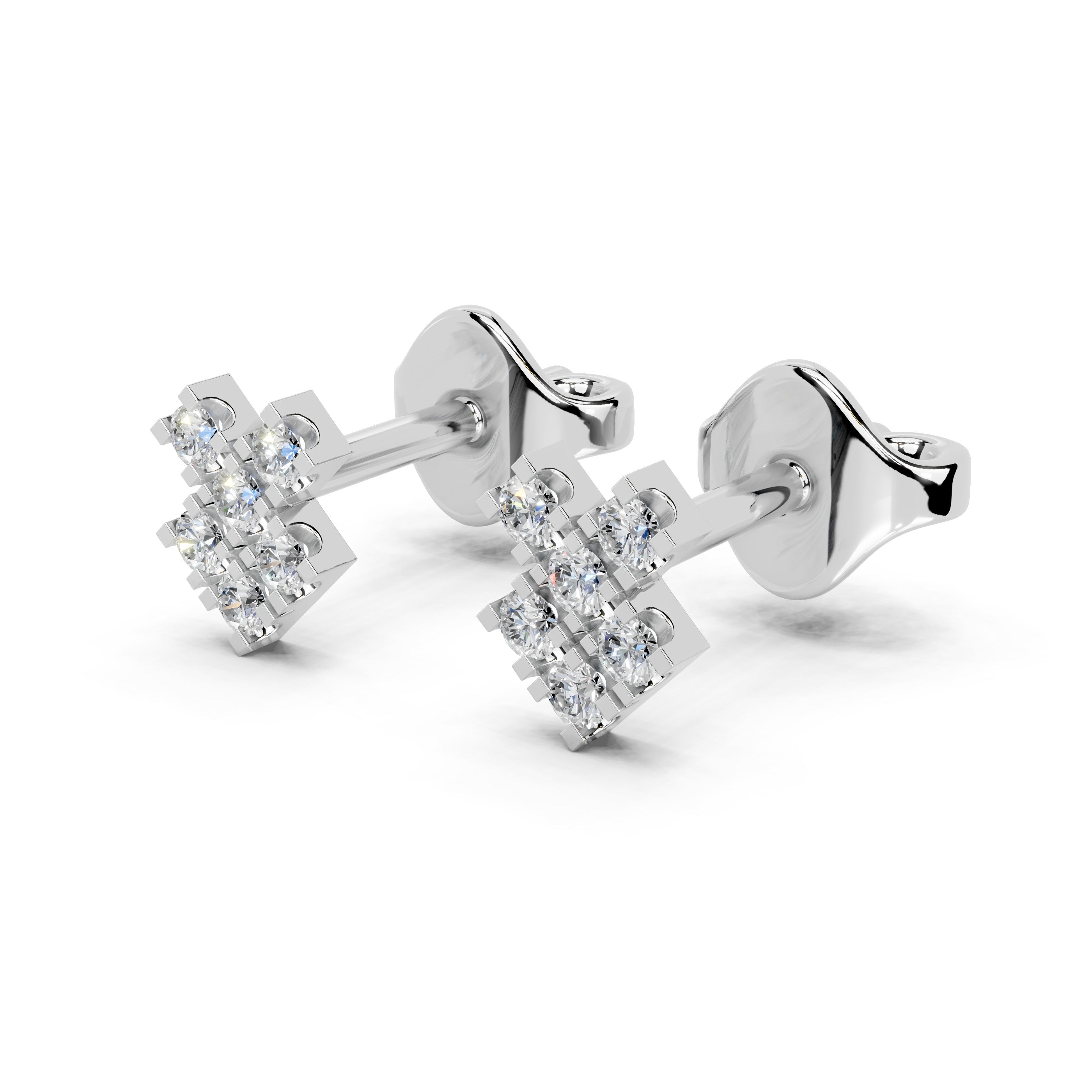 Chevron style round 0.12 cttw lab grown diamond studs