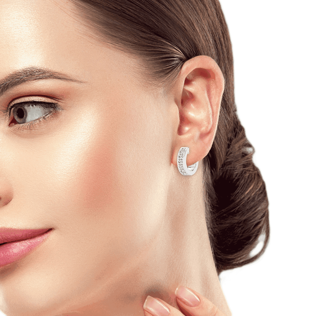 Huggies round 0.6 cttw lab grown diamond earrings