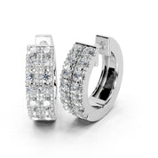 Double pave huggies 0.56 cttw lab grown diamond studs