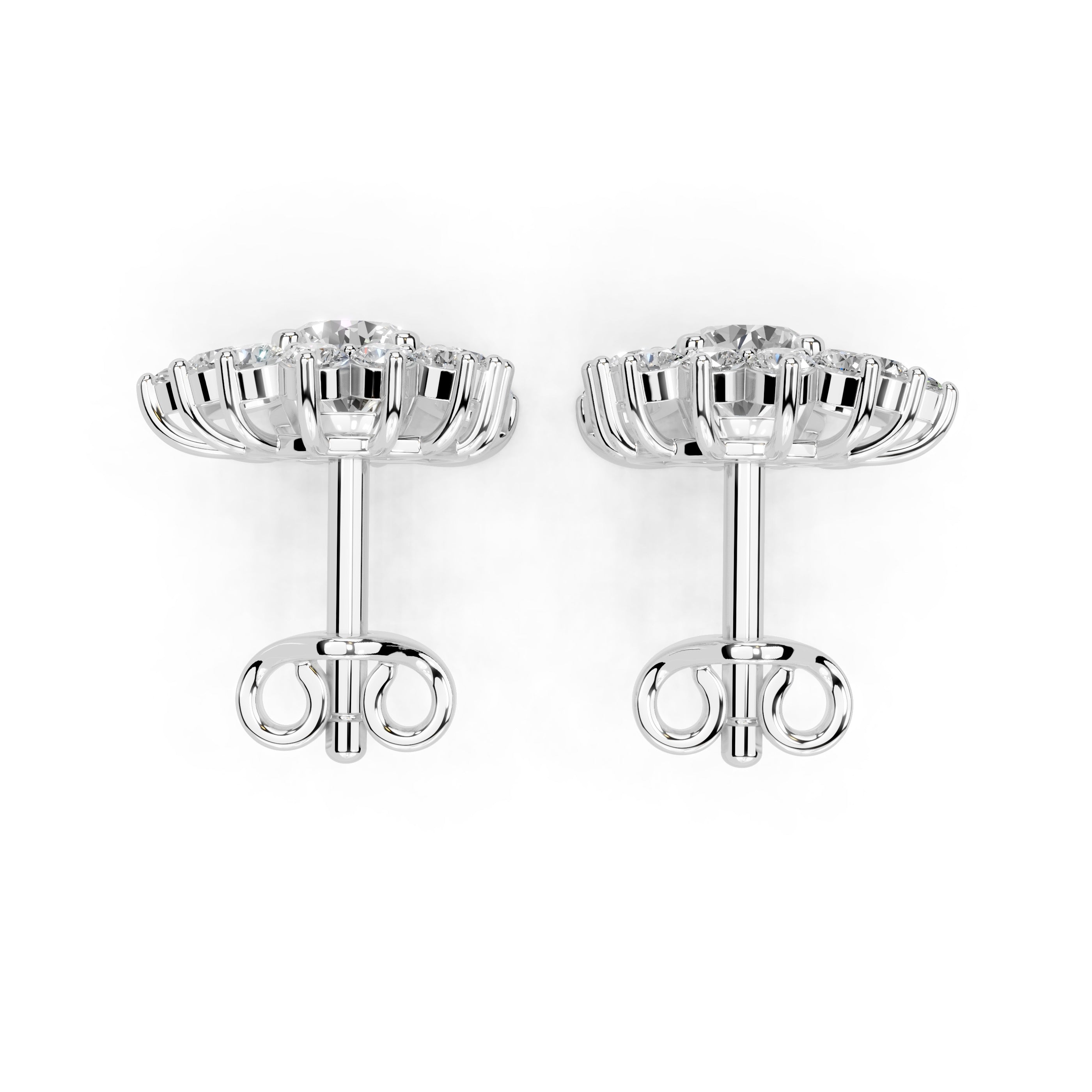 Multishape Fancy Halo 2.3 cttw lab grown diamond studs