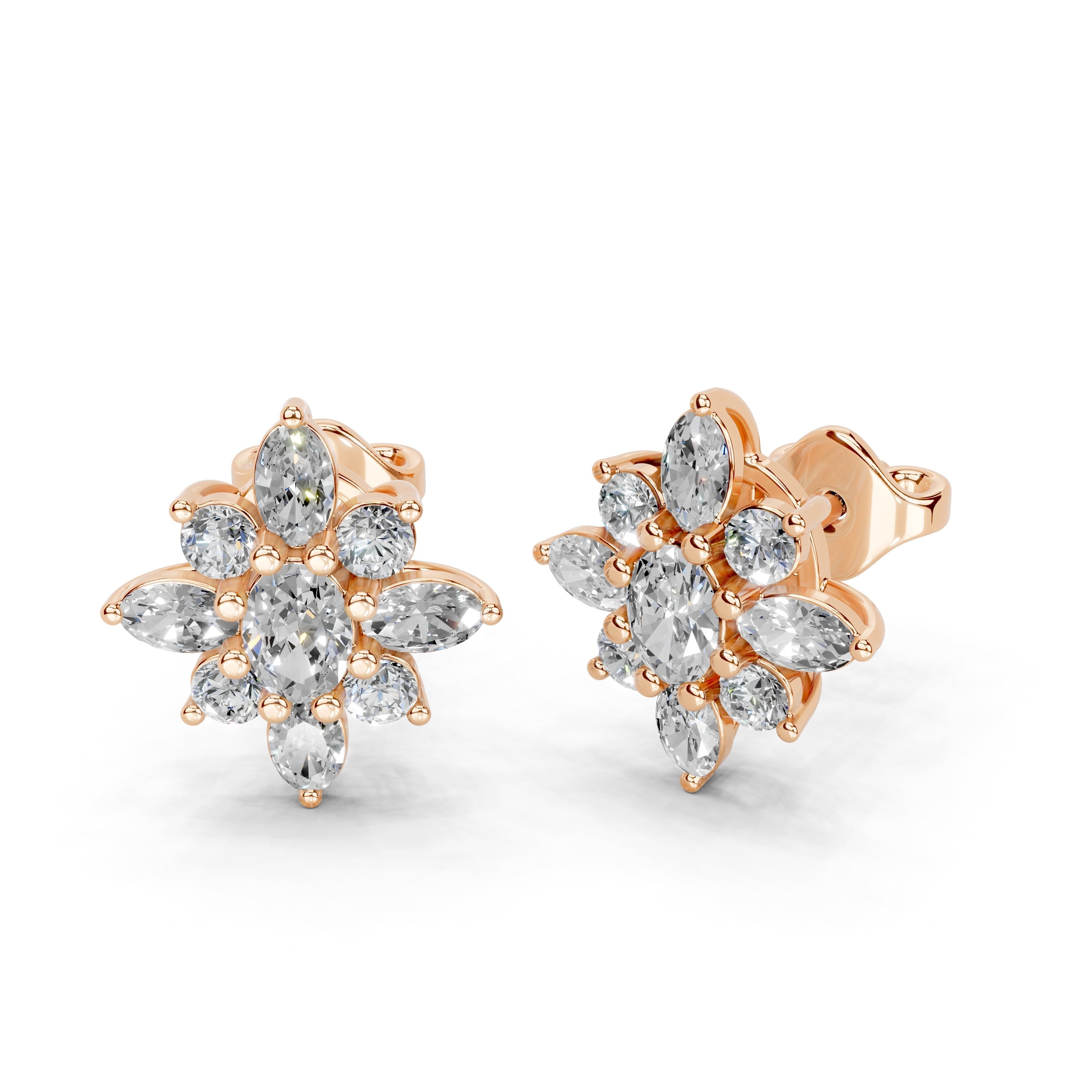 Flower style 2.06 cttw lab grown diamond studs