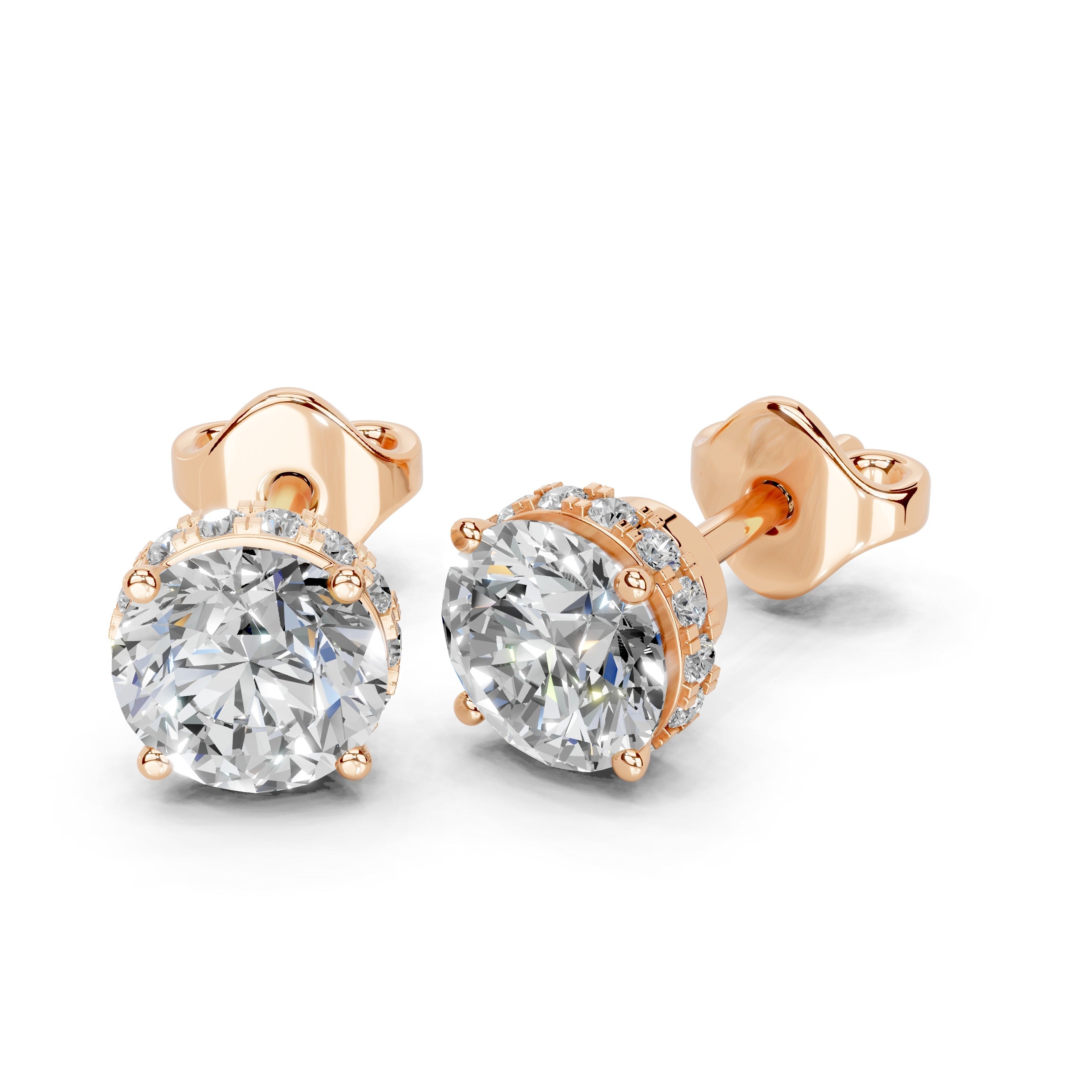 Hidden halo round cut 1.38 cttw lab grown diamond studs