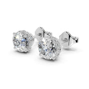 Hidden halo round cut 1.38 cttw lab grown diamond studs