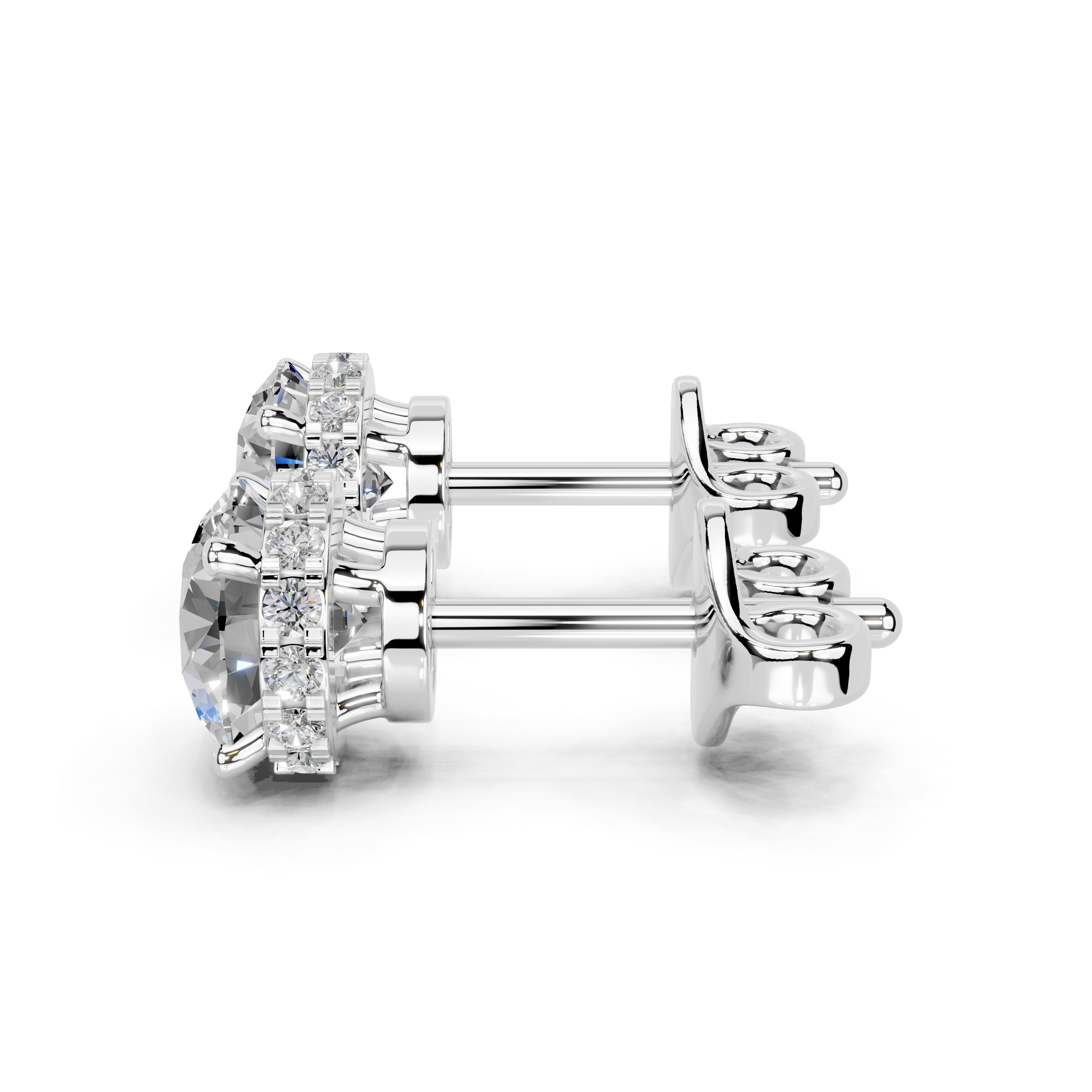 Hidden halo round cut 1.38 cttw lab grown diamond studs