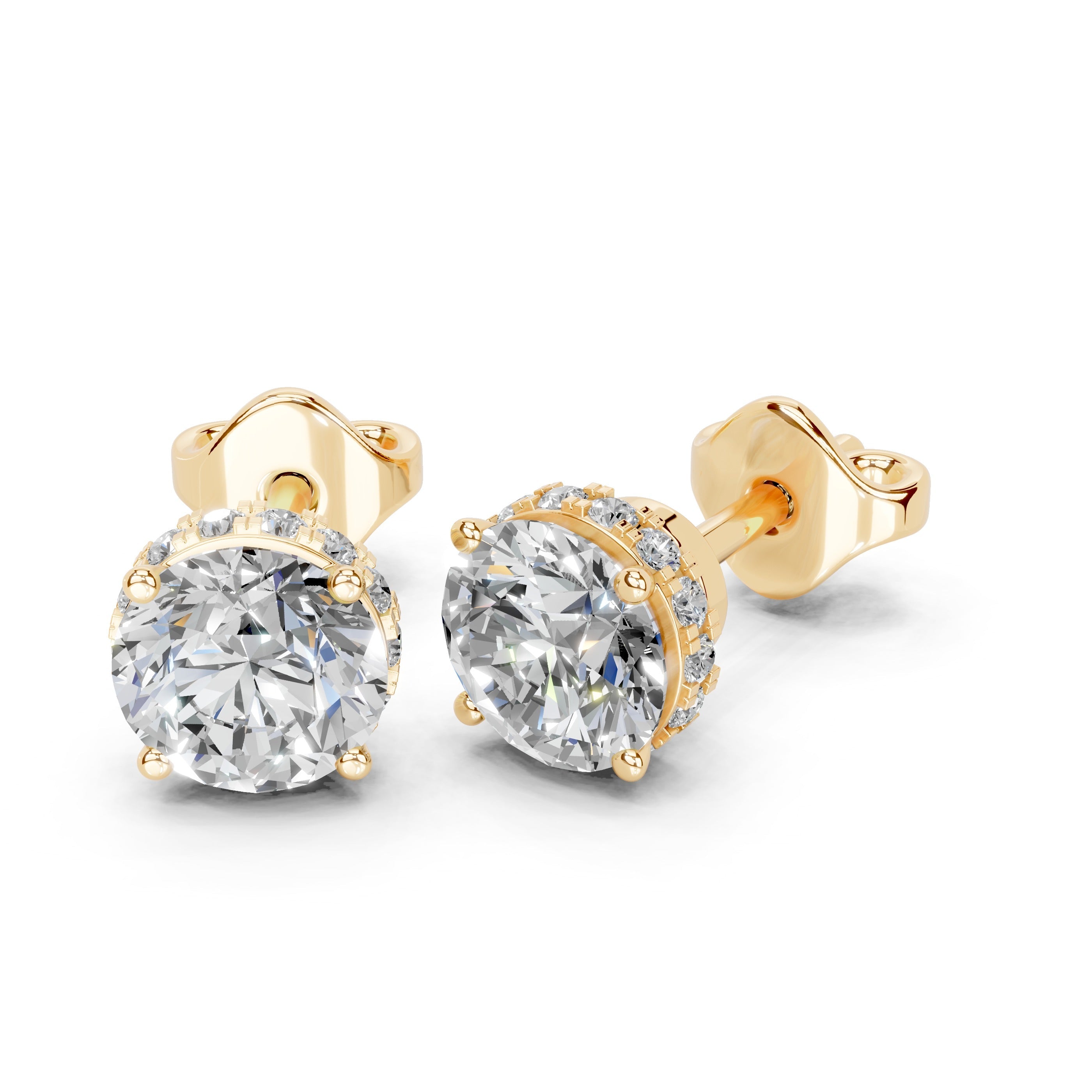 Hidden halo round cut 1.38 cttw lab grown diamond studs