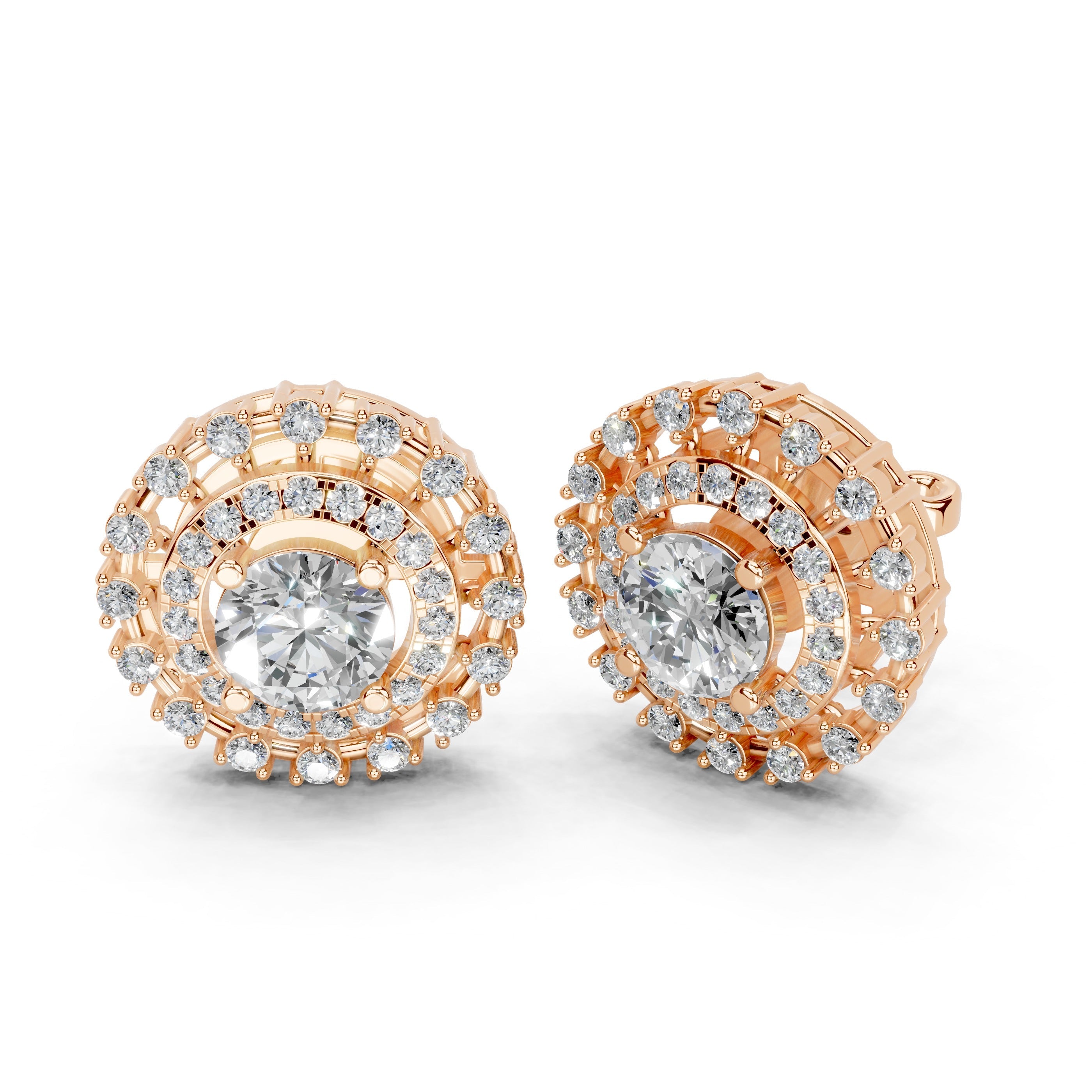 Fancy Halo round cut 2.56 cttw lab grown diamond studs