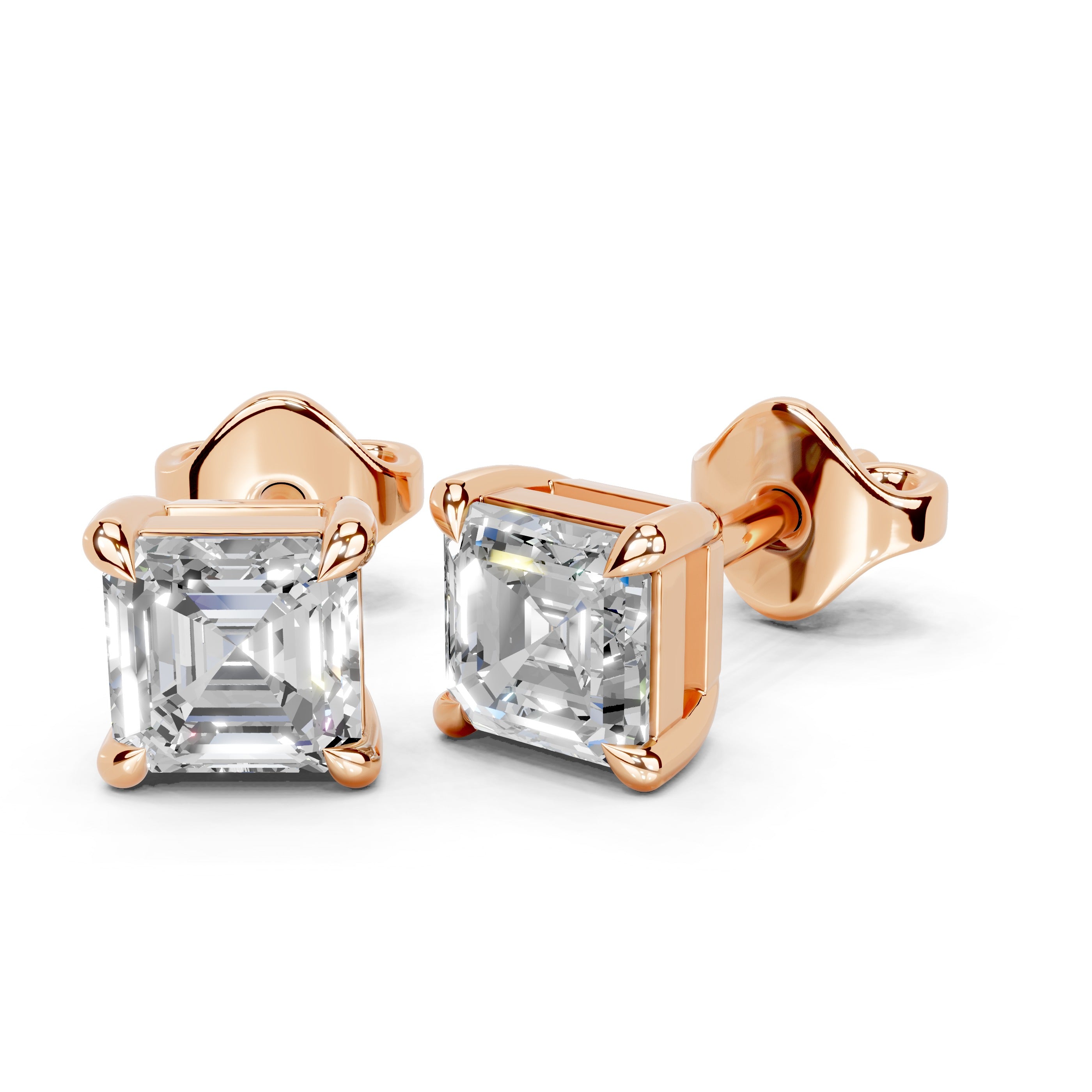 Four Prong Asscher Cut 0.94 Cttw Lab Grown Diamond Studs