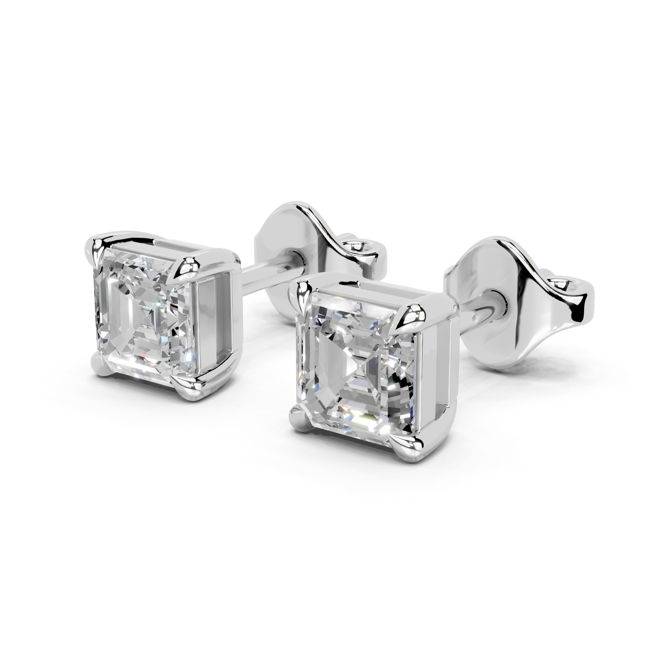 Four Prong Asscher Cut 0.94 Cttw Lab Grown Diamond Studs