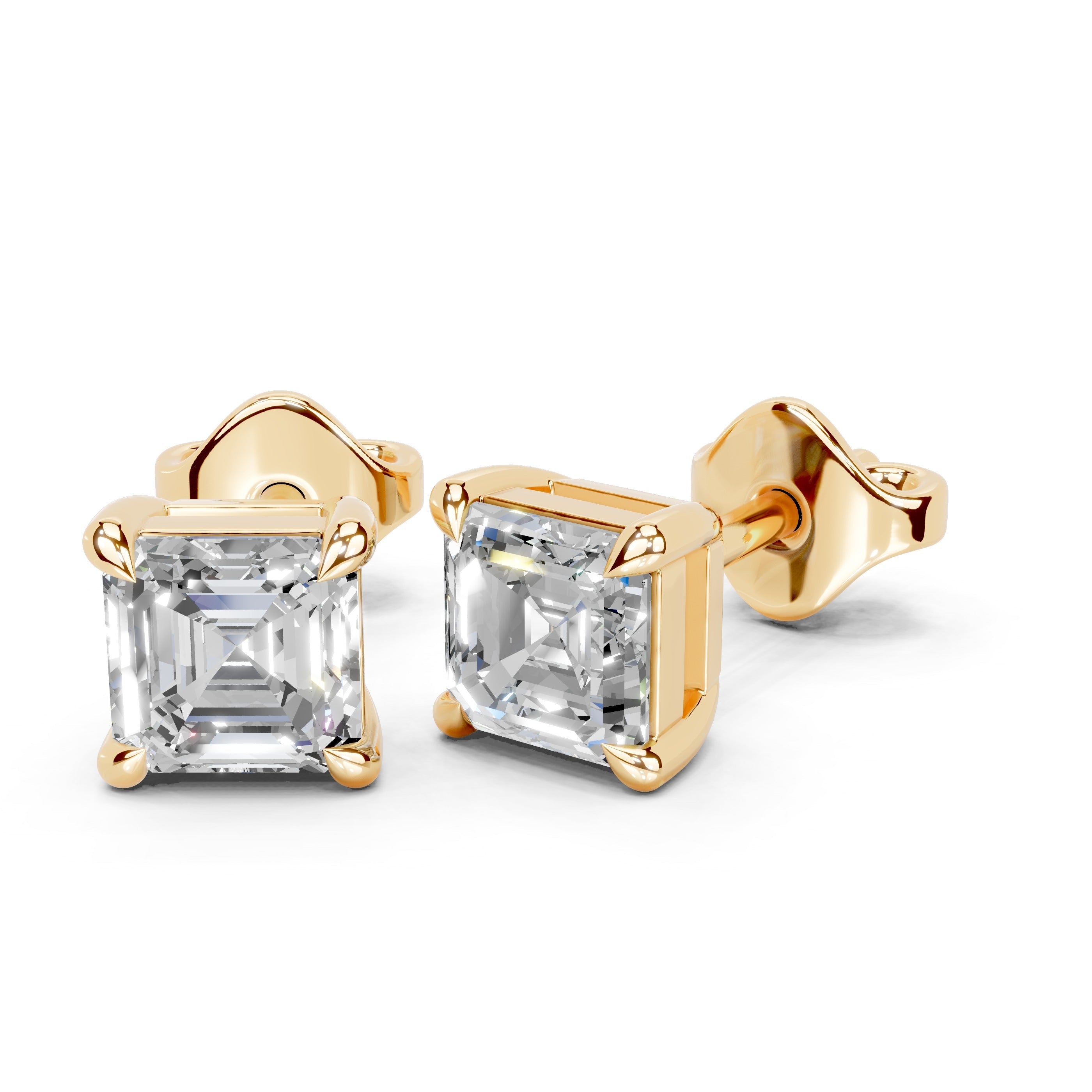 Four Prong Asscher Cut 0.94 Cttw Lab Grown Diamond Studs