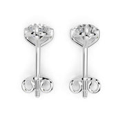 Three Prong Round Diamond Studs (14K White Gold, 1 CT Total Weight)