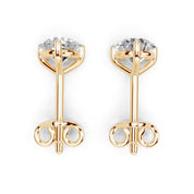 Three Prong Round Diamond Studs (14K Yellow Gold, 1 CT Total Weight)