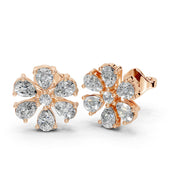 Flower Style round and pear cut 1.89 Cttw Lab Grown Diamond Studs