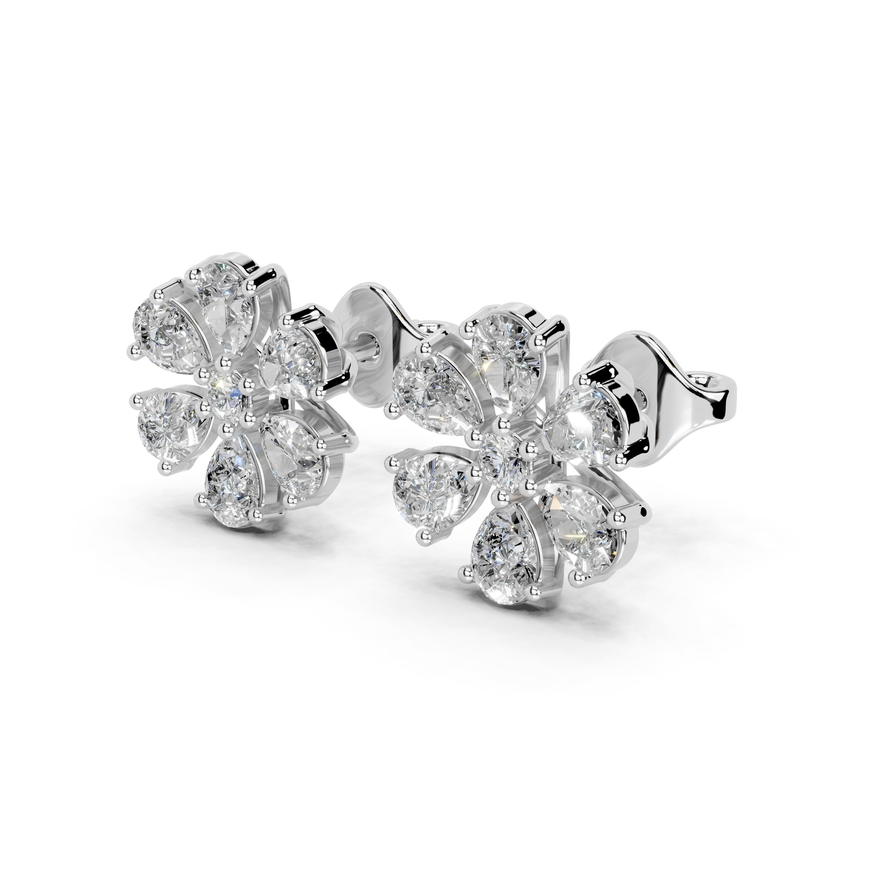 Flower Style round and pear cut 1.89 Cttw Lab Grown Diamond Studs