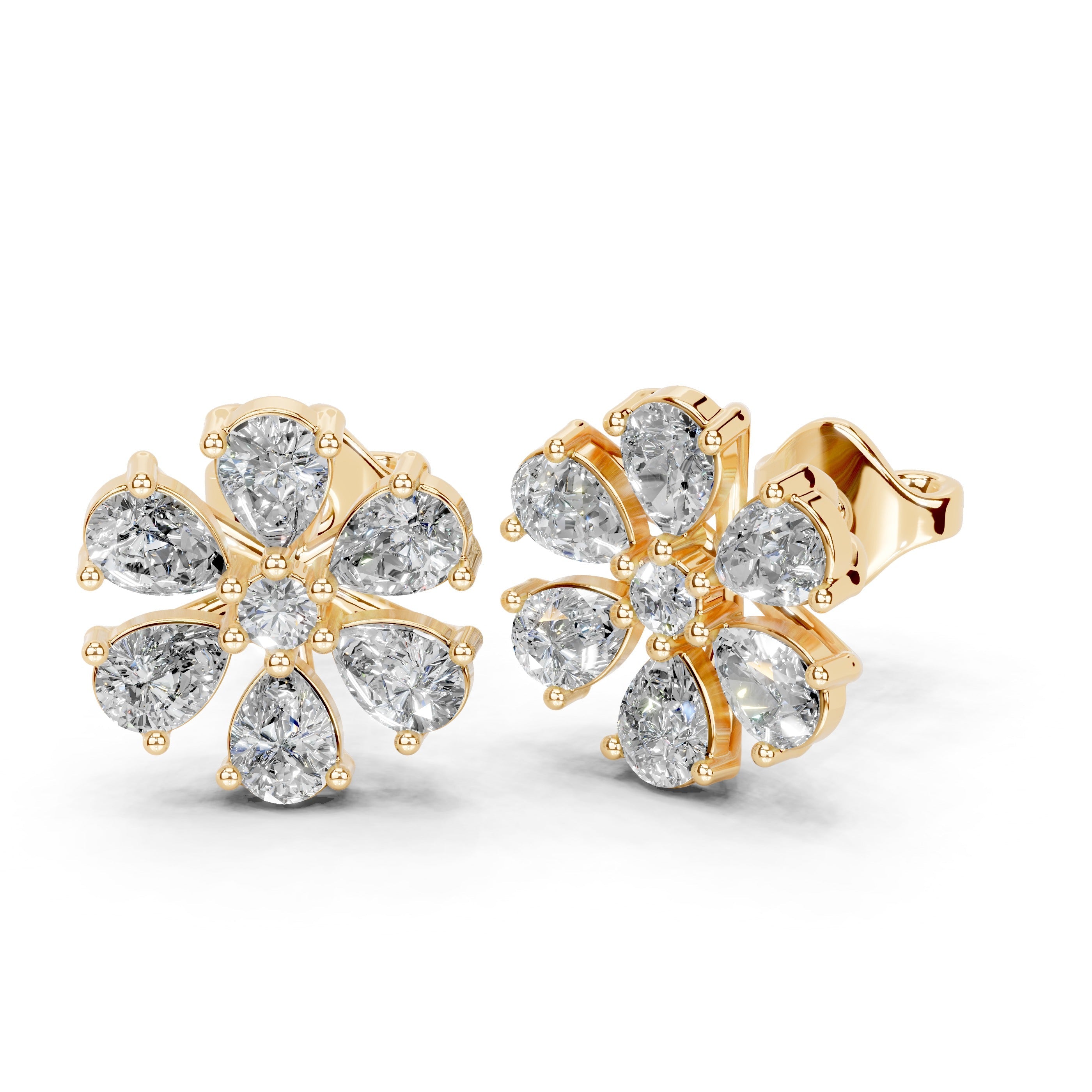 Flower Style round and pear cut 1.89 Cttw Lab Grown Diamond Studs