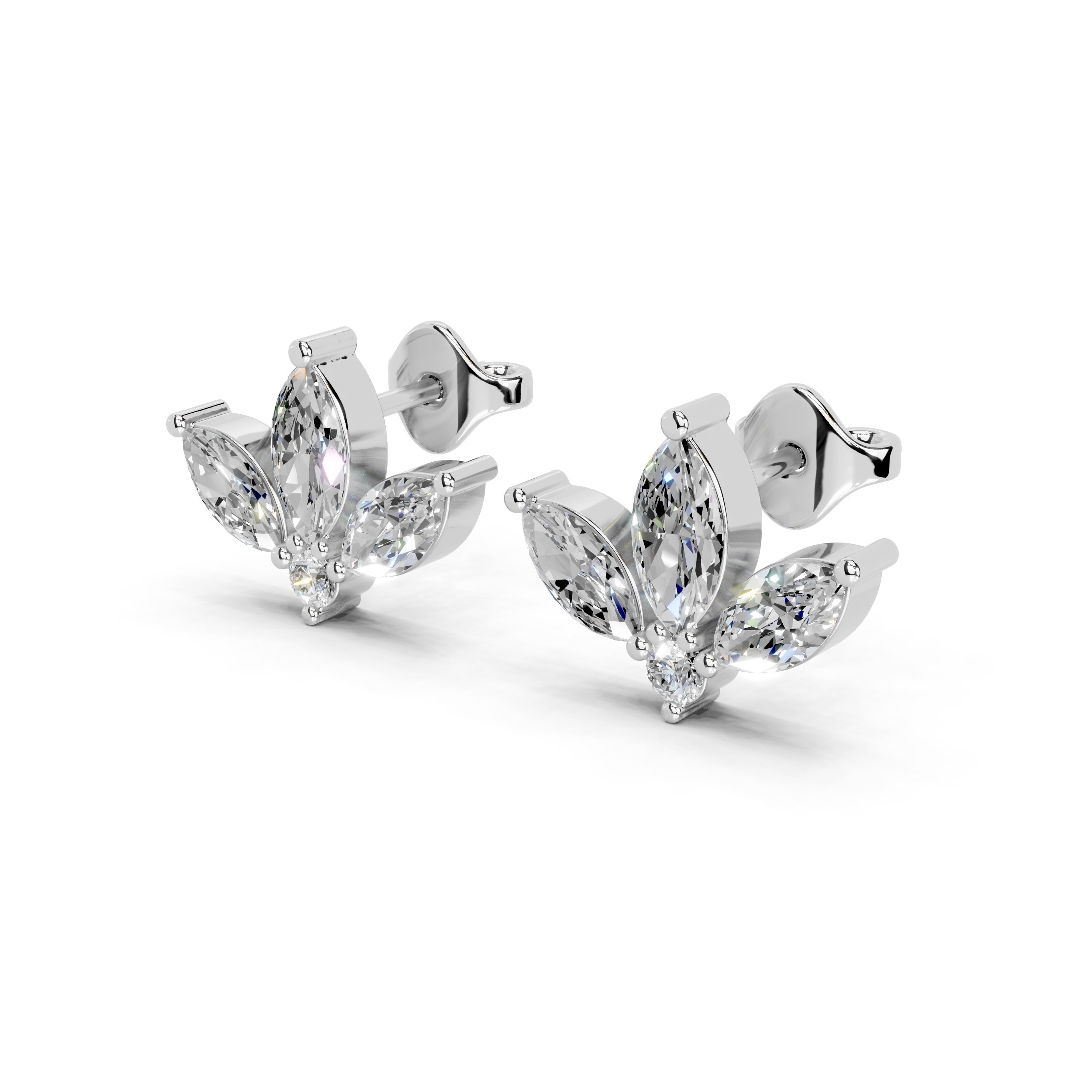 Fancy Marquise cut 2.65 Cttw Lab Grown Diamond Studs