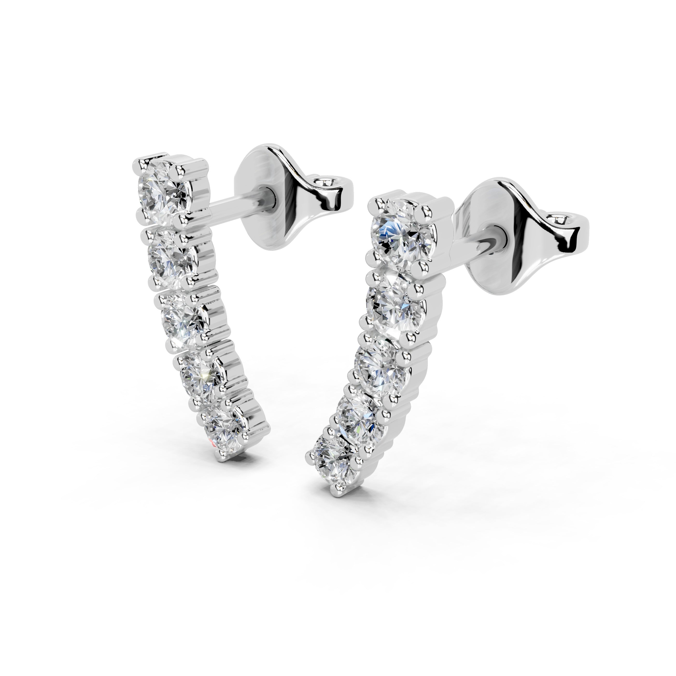 Long Bar Round cut 0.47 Cttw Lab Grown Diamond Earrings