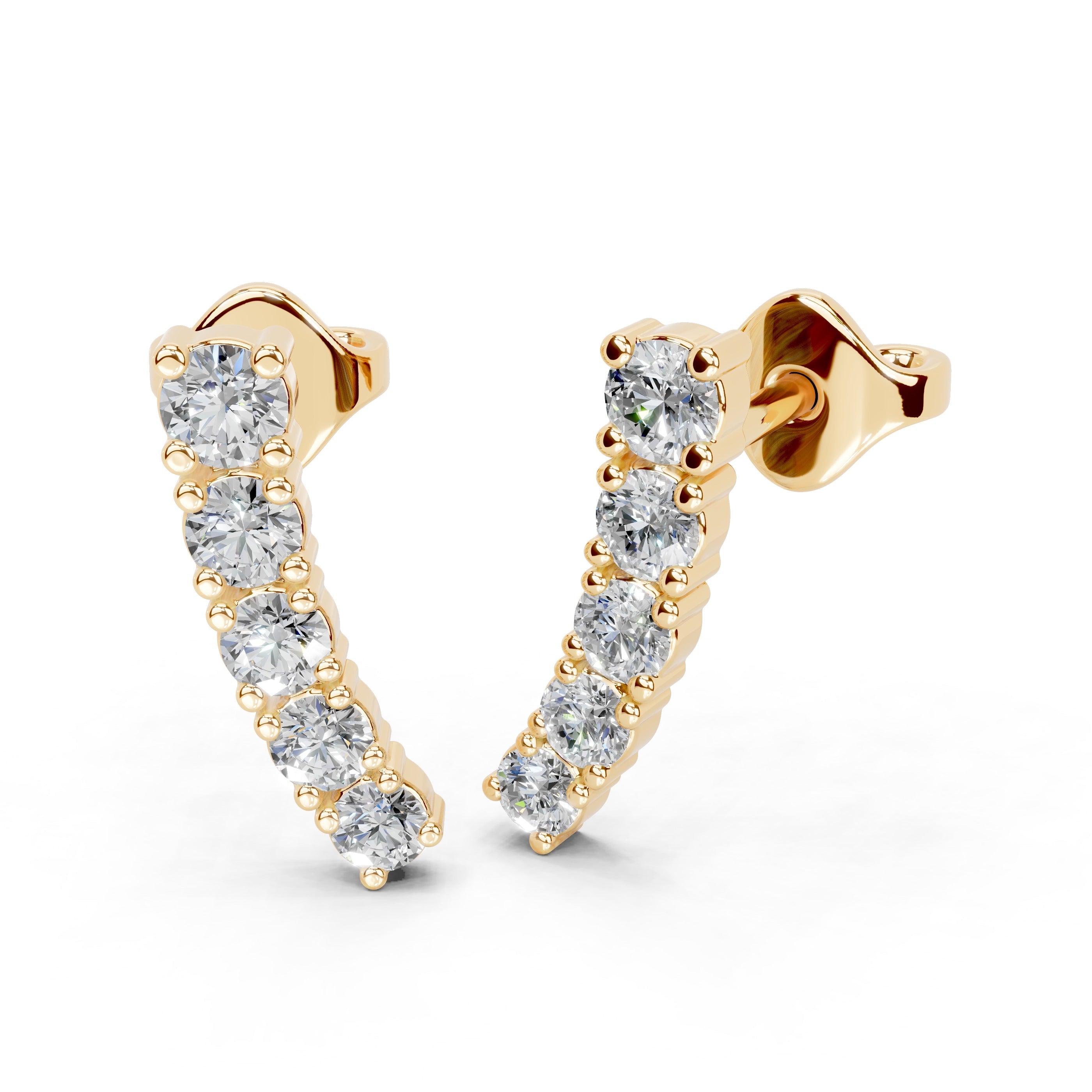 Long Bar Round cut 0.47 Cttw Lab Grown Diamond Earrings