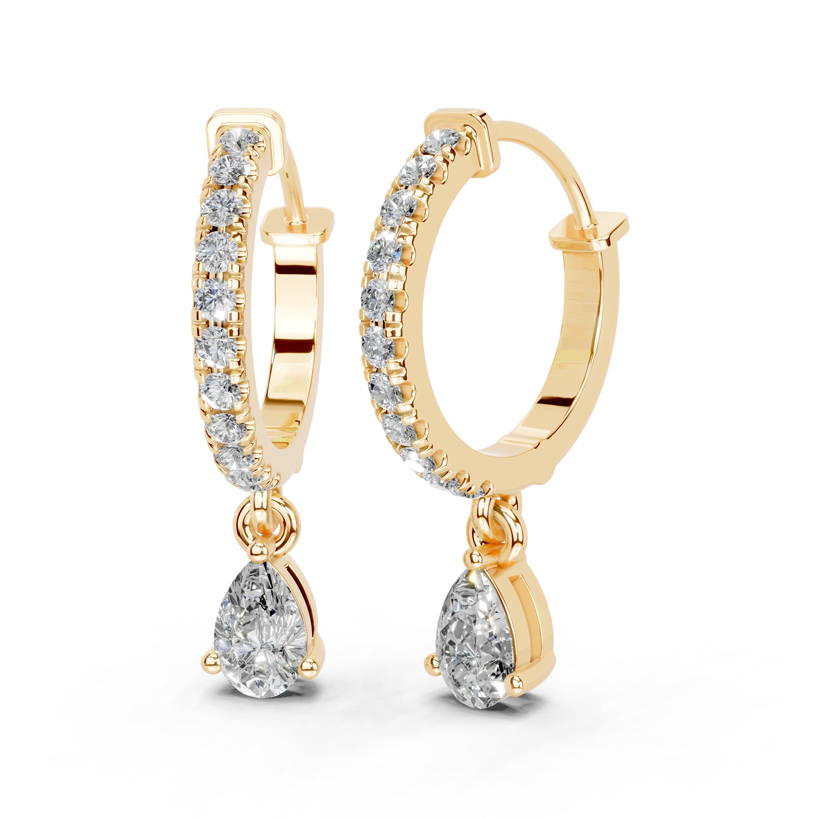 Fancy Hoop with pear cut 0.93 cttw Lab Grown Diamond Earrings