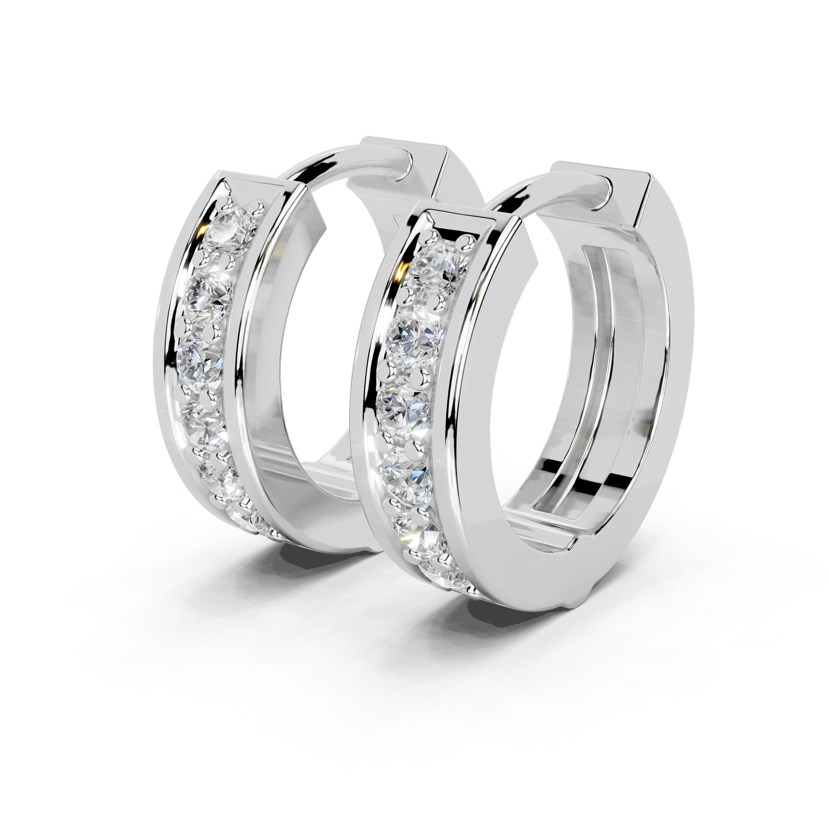 Huggies with round diamonds 0.14 cttw lab grown diamond earrings