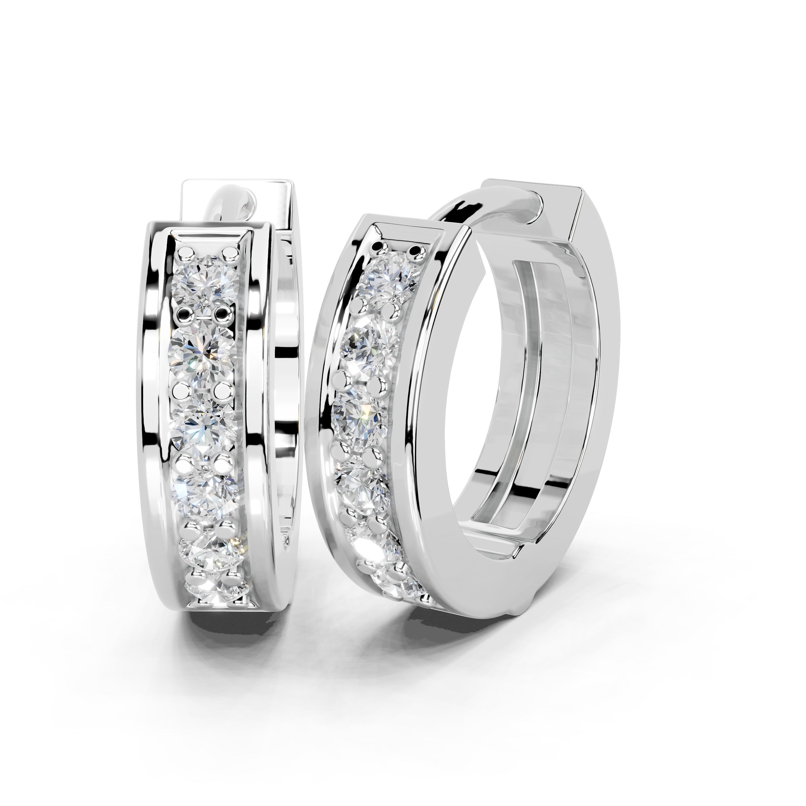 Huggies with round diamonds 0.14 cttw lab grown diamond earrings